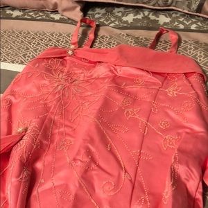 Coral long casual dress.